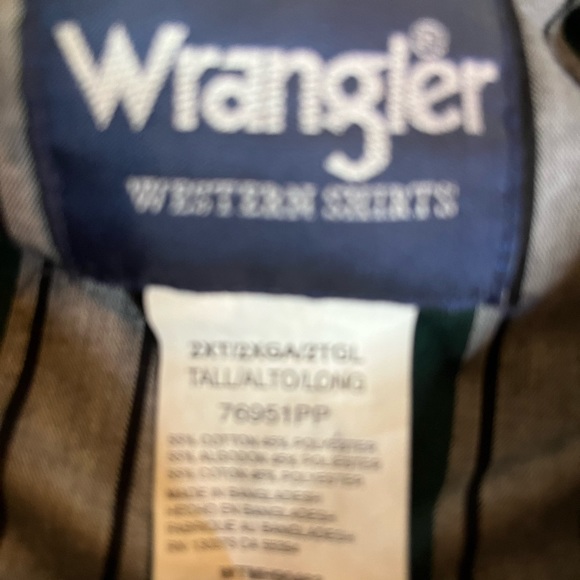 Vintage Wrangler Gray And Green Striped Pearl Snap Short Sleeve Shirt Size 2XL - Picture 4 of 4